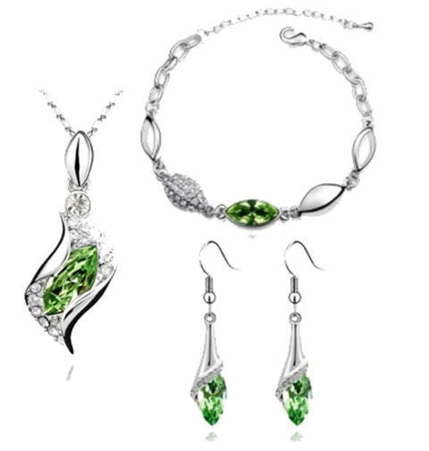 Elegant luxury design new fashion 18k Rose Gold plated colorful Austrian crystal drop jewelry sets women