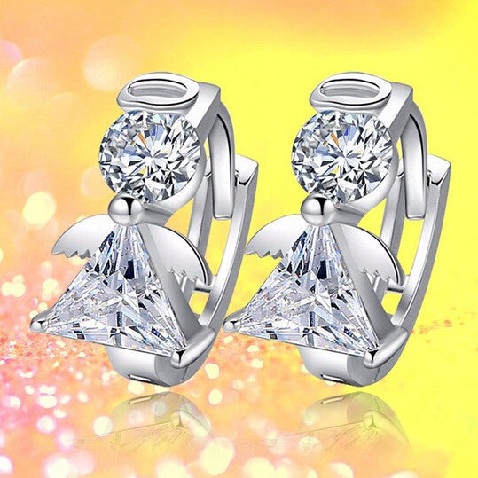 Angle Stud Earring Women Earings Fashion Sterling Silver Crystal Earrings