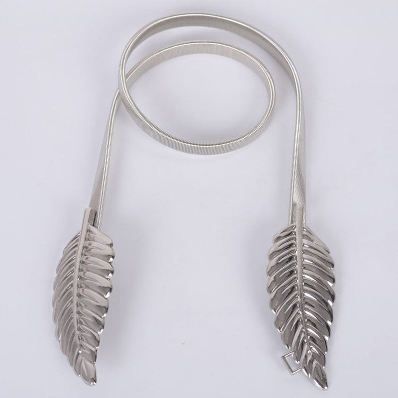 Women Metal Leaves Elastic Waist Dress Belt Strap Waistband Wholesale