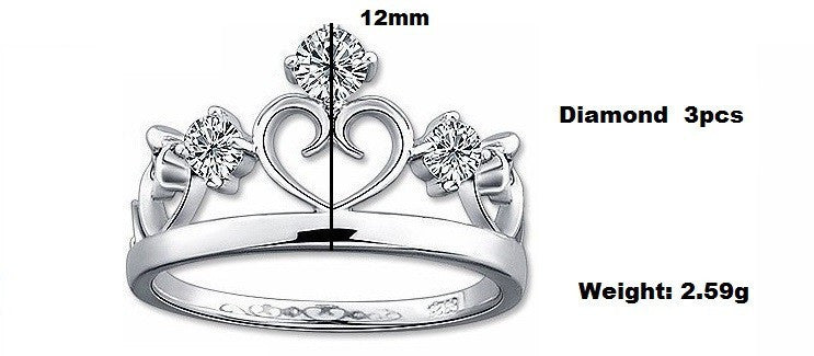 One Piece Crown Rings for Women Simulated Diamond Jewelry
