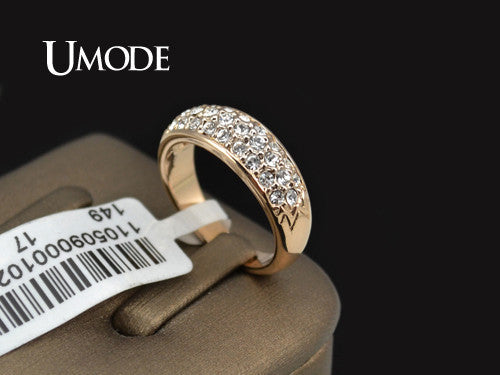 UMODE Classic 18K Rose Gold Plated Rhinestones Studded Finger Rings