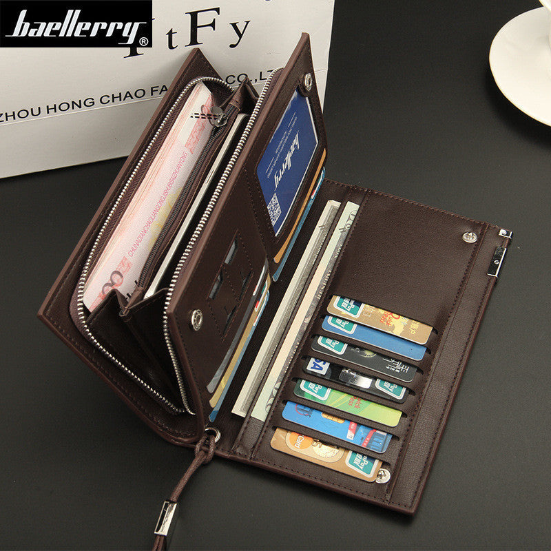 2016 Baellerry Business Men's Wallets Solid PU Leather Long Wallet Portable Cash Purses Casual Standard Wallets Male Clutch Bag
