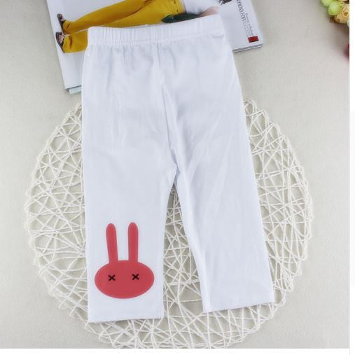 Retail 3-10years 4 color rabbit footless girls knee length kid Five pants Cropped clothing kids leggings children's summer cool