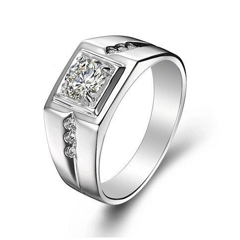 Sterling Silver CZ Diamond Ring for Men Vintage Jewelry
