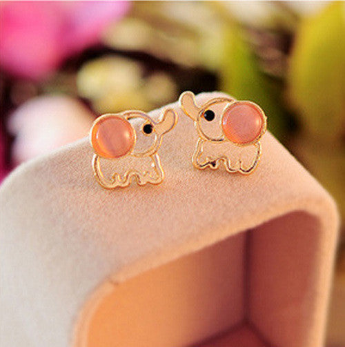 Fashion Lovely Cute Baby Elephant Opal stud earrings women