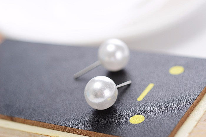 White pearl earrings 6mm/8mm/10mm/12mm Mix Size 1 card 12 pairs stud earrings