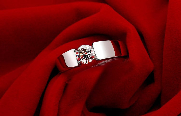 Silver Wedding Rings for Women/Men Sterling Silver Crystal Simulated Diamond Ring