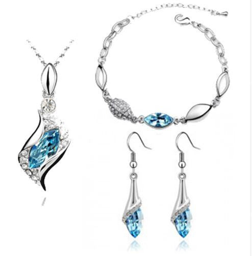 Elegant luxury design new fashion 18k Rose Gold plated colorful Austrian crystal drop jewelry sets women