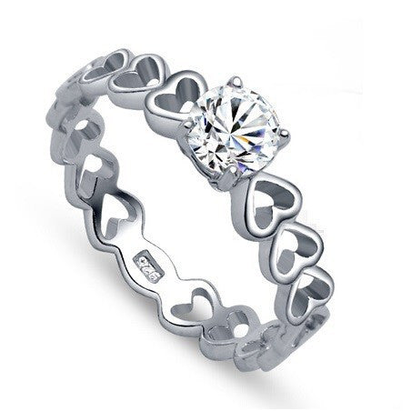 Heart Wedding Rings for Women 925 Sterling Silver Quality Simulated Diamond Ring Love Jewelry
