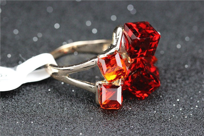 Rose Gold Finger Topaz Jewelry Woman's Engagement Crystal Square Ring