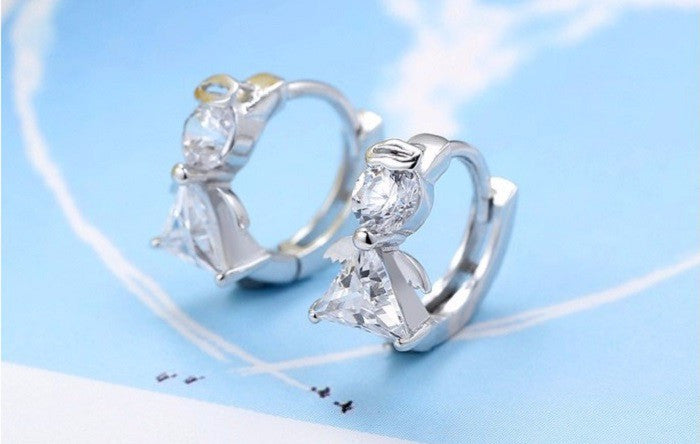 Angle Stud Earring Women Earings Fashion Sterling Silver Crystal Earrings
