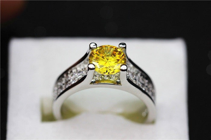 Women's Pave CZ Diamond Rings with Amethyst Blue Topaz Stone