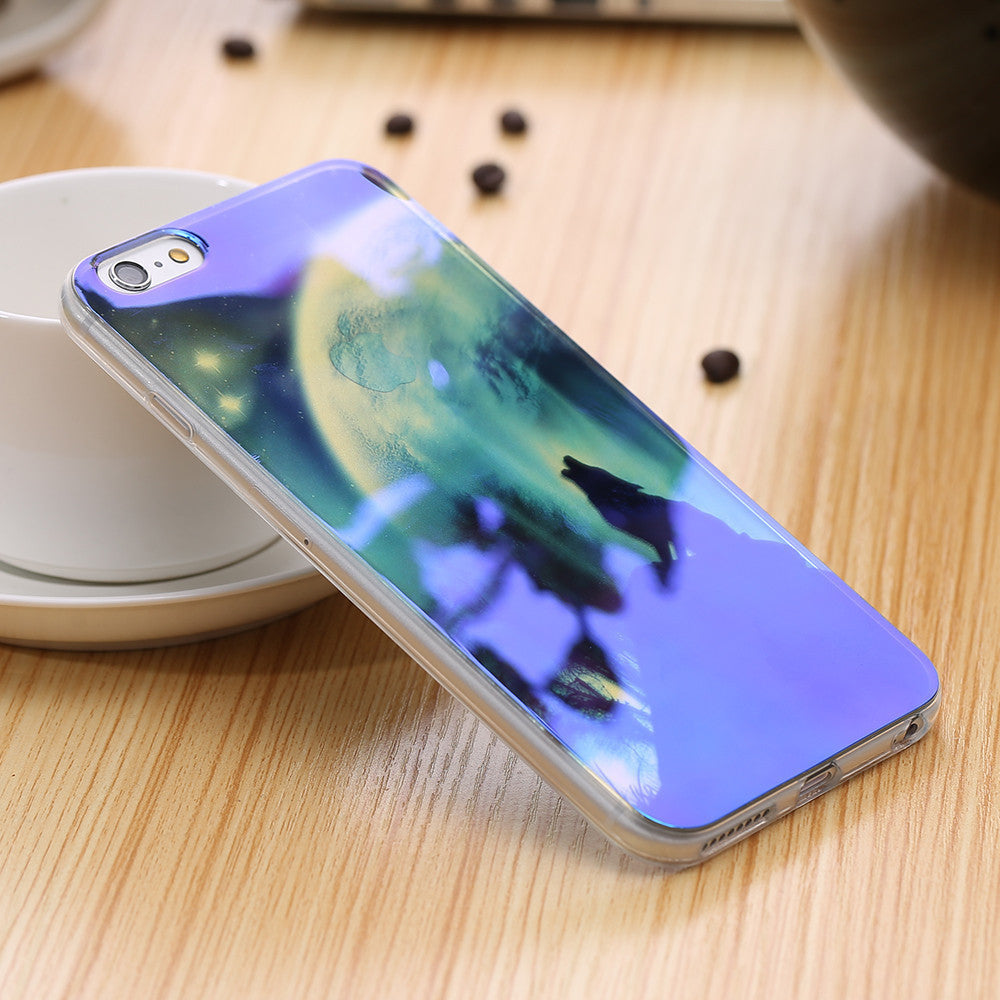 Modern Blue Ray Light Clear Mobile Phone Case For iPhone 6 6S 6 Plus 5.5 6S