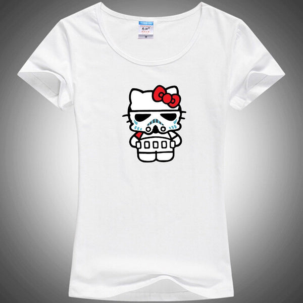 Newest model Women hello kitty & star wars joke T-shirts 100% milk silk tops&tees hot sale blusas femininas