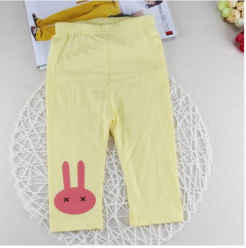 Retail 3-10years 4 color rabbit footless girls knee length kid Five pants Cropped clothing kids leggings children's summer cool