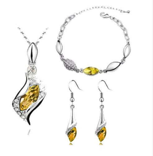 Elegant luxury design new fashion 18k Rose Gold plated colorful Austrian crystal drop jewelry sets women
