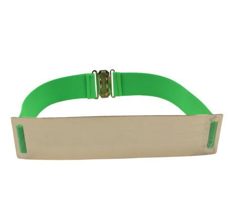 Elastic Mirror Golden Metal Waist Belt Wide Band For Women