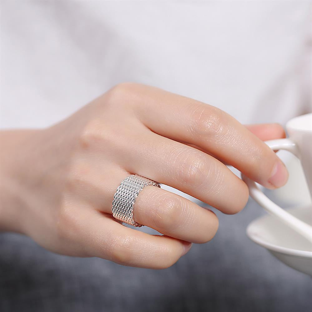 Fashion Net Ring Women&Men Gift Silver Jewelry