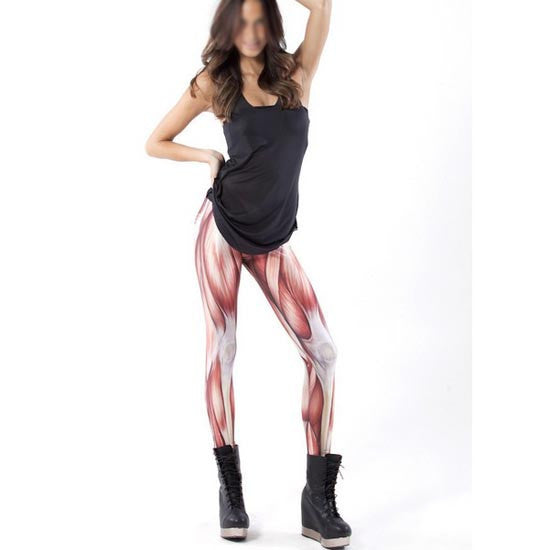 Muscle Print Black White Soft Leggings for Gal Vascular Galaxy