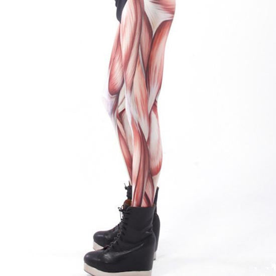 Muscle Print Black White Soft Leggings for Gal Vascular Galaxy