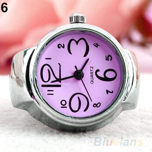 Creative Fashion Lady Girl Steel Round Elastic Quartz Finger Ring watch women