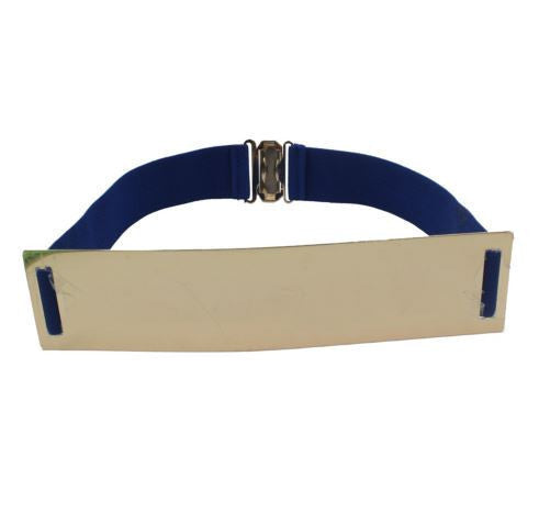 Elastic Mirror Golden Metal Waist Belt Wide Band For Women