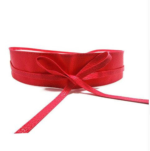 Women belt Soft Leather Wide Self Tie Wrap Around Waist Band Dress Belt