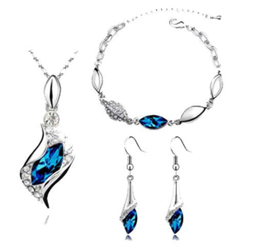 Elegant luxury design new fashion 18k Rose Gold plated colorful Austrian crystal drop jewelry sets women