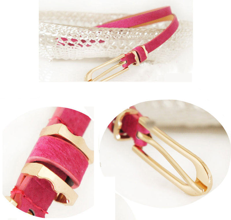 Candy Color PU Leather Thin Skinny Cummerbund Waist Belt Alloy Buckle Wholesale