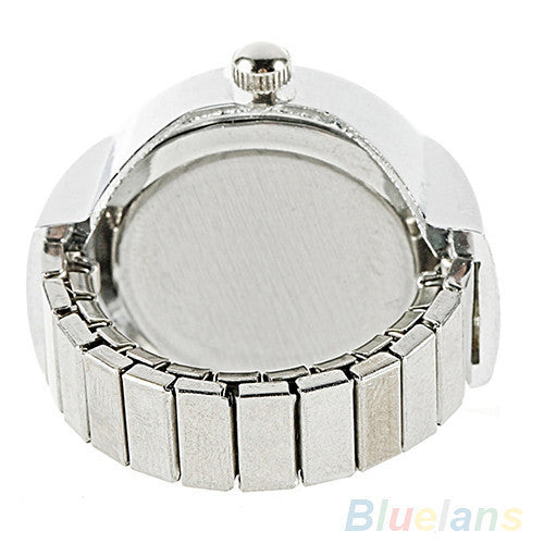 Creative Fashion Lady Girl Steel Round Elastic Quartz Finger Ring watch women