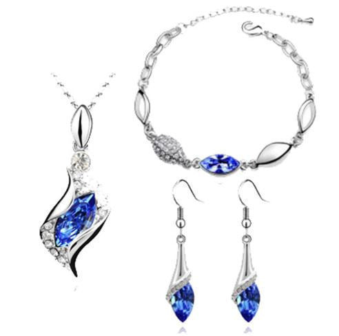 Elegant luxury design new fashion 18k Rose Gold plated colorful Austrian crystal drop jewelry sets women