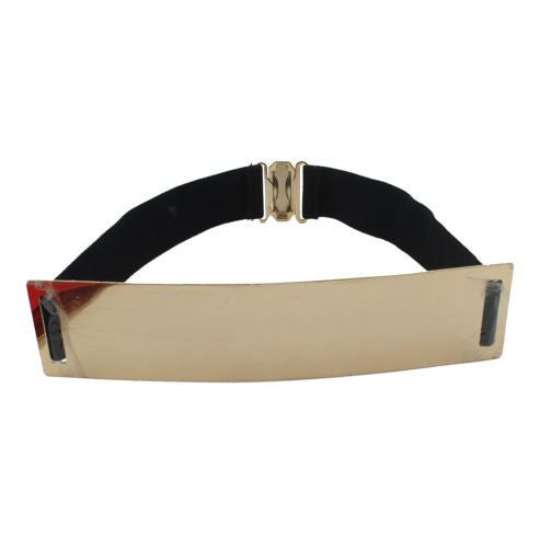 Elastic Mirror Golden Metal Waist Belt Wide Band For Women