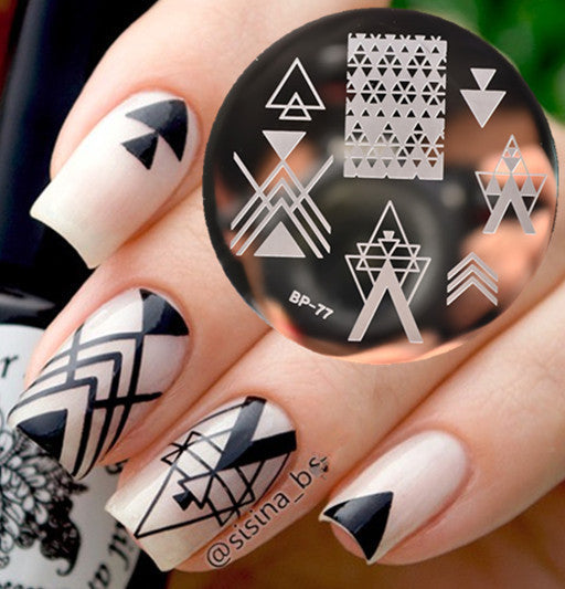 BORN PRETTY Negative Space Nail Art Stamping Stamp Template Image Plates Cool Triangle Nail Stamp Plate
