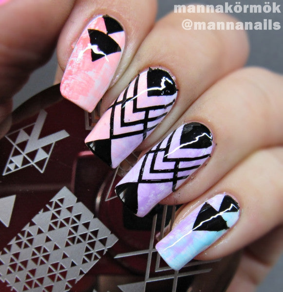 BORN PRETTY Negative Space Nail Art Stamping Stamp Template Image Plates Cool Triangle Nail Stamp Plate