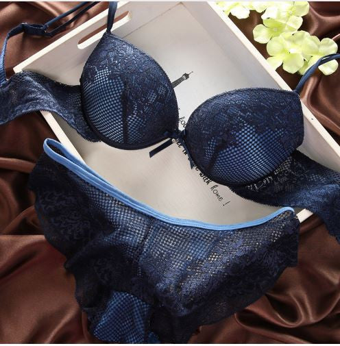 Fashion lace sexy thin deep V-neck push up  bra set