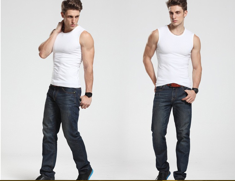 Men'S Cotton Wide Shoulder Sleeveless Vest Breathable Stretch Exercise Yards Men Vest Waistcoat