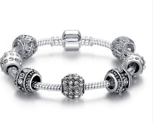 Fashion Women Bracelet Silver Plated Crystal Bead Charm Bracelet For Women Fine Jewelry Original Bracelets