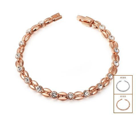 Rose Gold Plated Inlay Cubic Zirconia Wheat-shaped Bracelets & Bangles Jewelry Austrian Crystal Bracelets