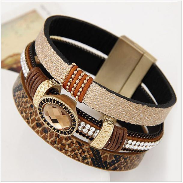 Crystal Leather Bracelet Men/Women