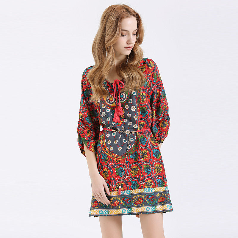 2016 Summer Bohemian Women Print Dress