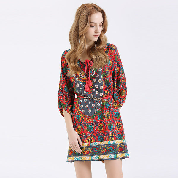 2016 Summer Bohemian Women Print Dress