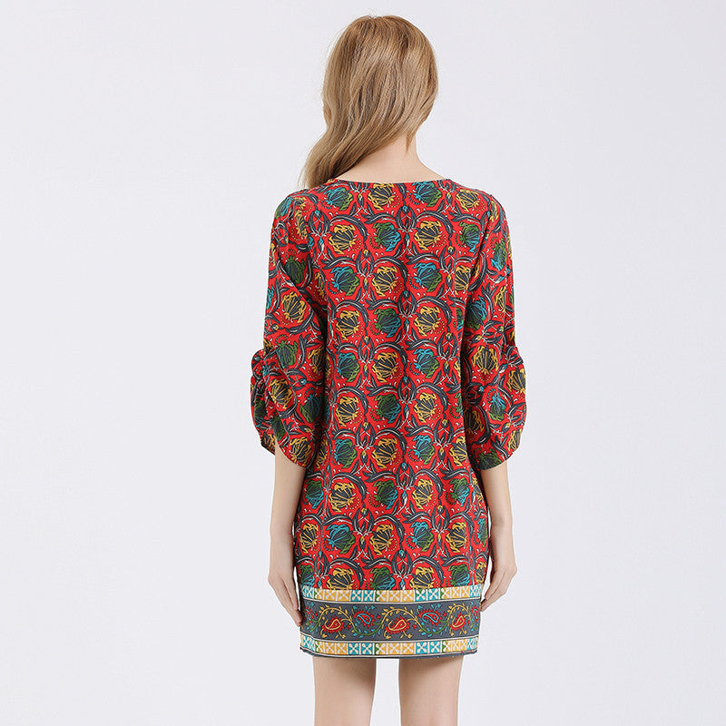 2016 Summer Bohemian Women Print Dress