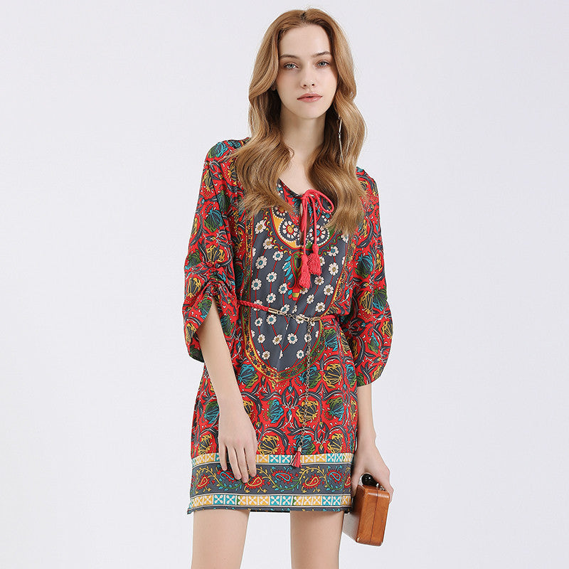 2016 Summer Bohemian Women Print Dress