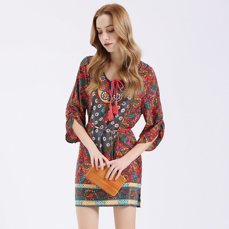 2016 Summer Bohemian Women Print Dress