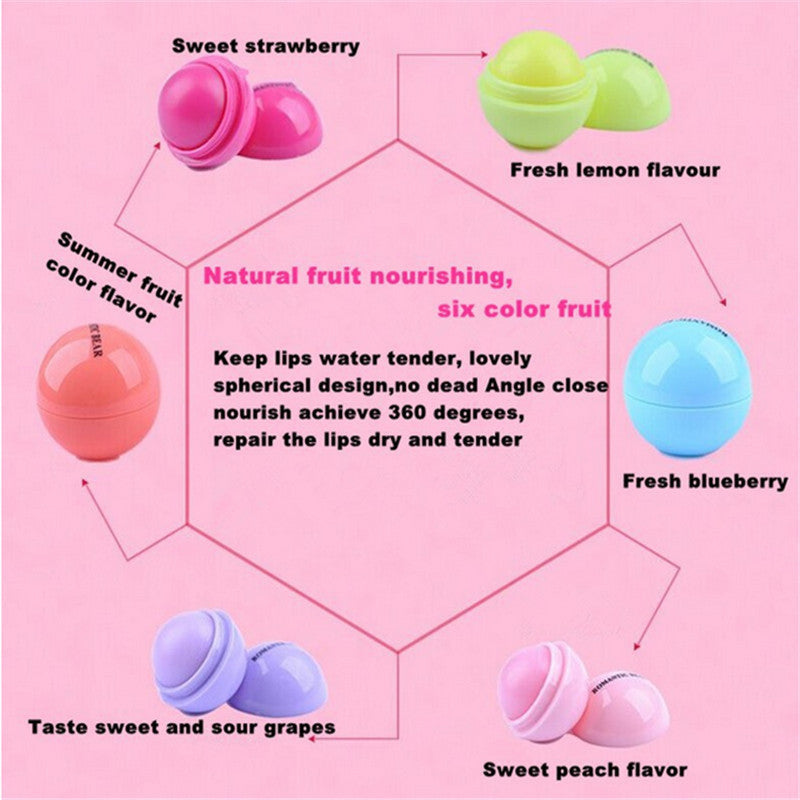 Ball Lip Balm Lipstick,Organic Ingredients Lip Protector Sweet Taste Fruit Embellish Lip Ball Makeup Lipstick Gloss