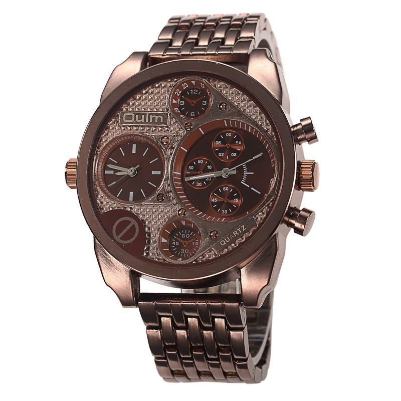 Oulm Luxury Brand Men Full Steel Watch Golden Antique Military Wristwatch