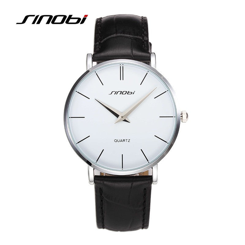 Super slim Quartz Casual Wristwatch Business JAPAN SINOBI Brand Genuine Leather Analog Quartz Watch Men's 2016 relojes hombre