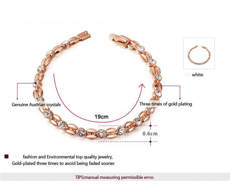 Rose Gold Plated Inlay Cubic Zirconia Wheat-shaped Bracelets & Bangles Jewelry Austrian Crystal Bracelets