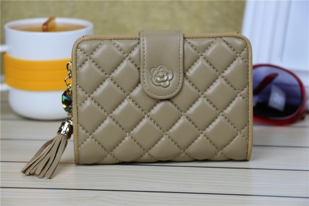 Sheepskin women wallet genuine leather diamond purse fashion multifunction cluthch