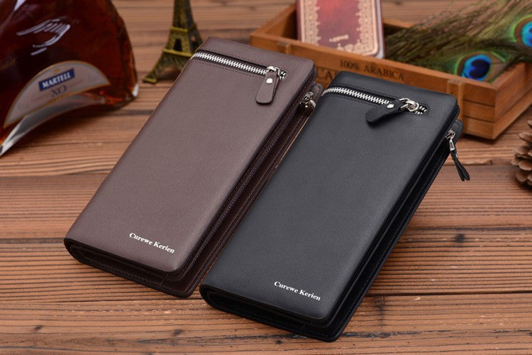Genuine pu Leather Men Wallets Business Brand Card holder Coin Purse Men's Long Zipper Wallet Leather Clutch carteira masculina